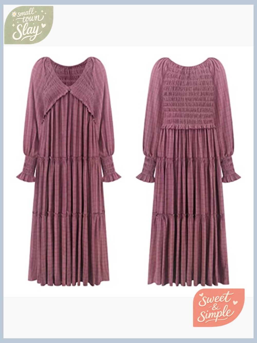 Flowy Maxi Dress Long Sleeve V Neck Empire Waist Ruffle Boho Casual - Picture 6 of 7